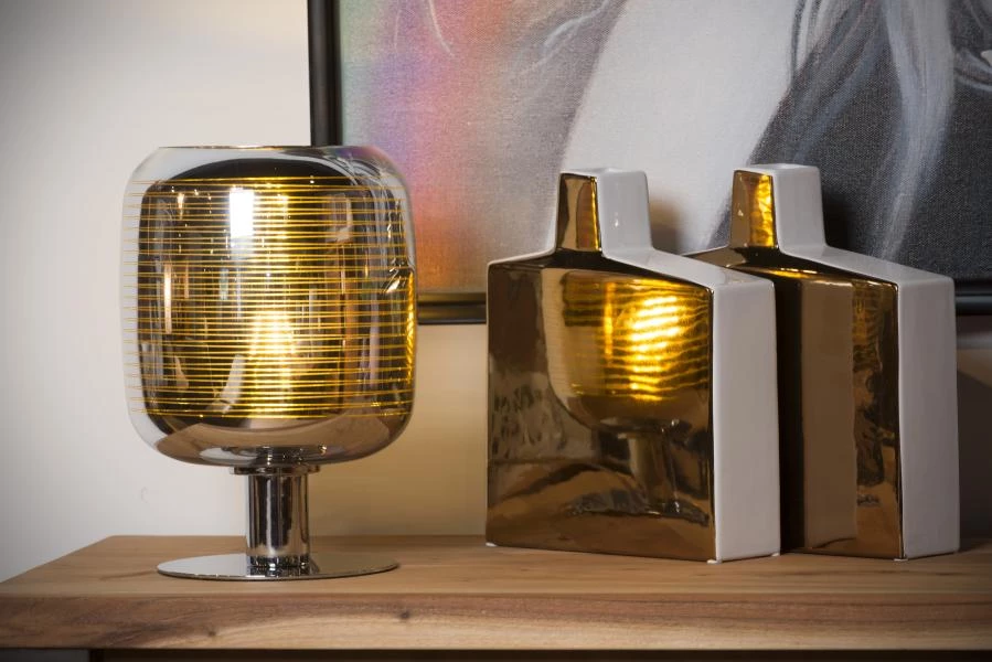 Lucide ERYN - Lampe de table - Ø 20 cm - 1xE27 - Chrome - ambiance 1